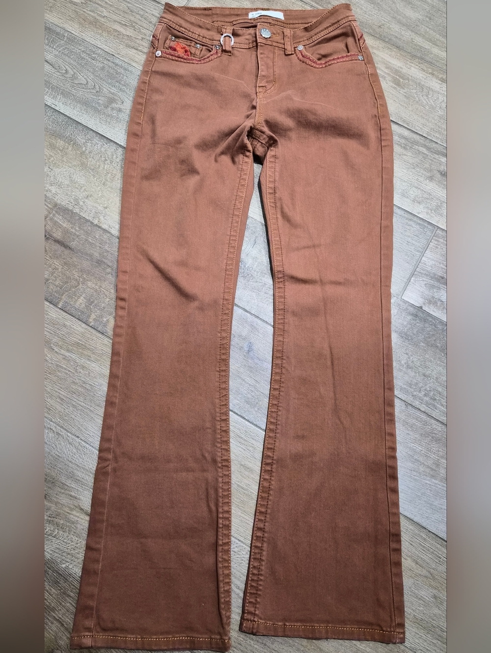 Western Blue Longhorn Boot Cut Caramel Jeans Size 9